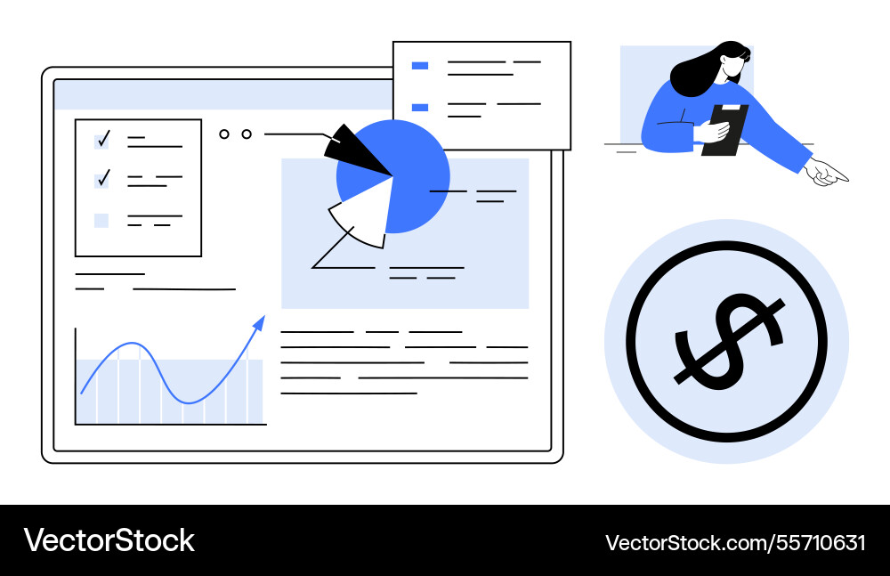 Financial data analysis with graphs pie charts Financial data analysis with graphs pie charts vector image