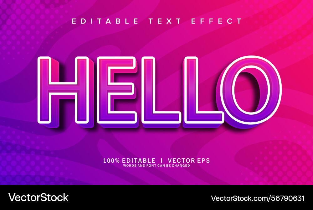 Hello text effect with modern style design Hello text effect with modern style design vector image