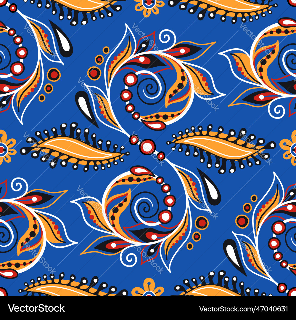 Indian Paisley Swirl Pattern Vector Image