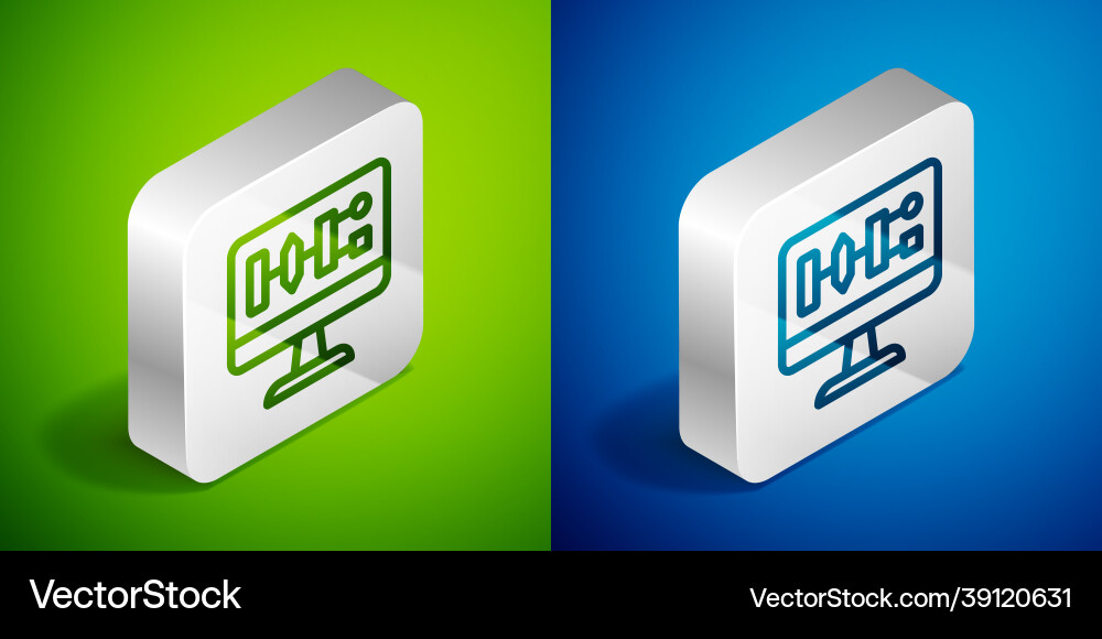 Isometric line algorithm icon isolated on green Isometric line algorithm icon isolated on green vector image
