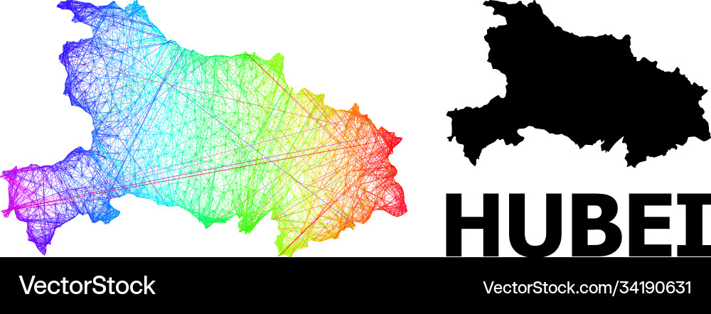 Linear map hubei province with spectrum Linear map hubei province with spectrum vector image