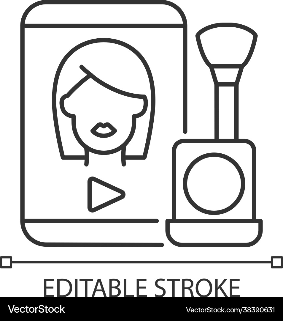 Make up tutorial videos linear icon Make up tutorial videos linear icon Vector Image