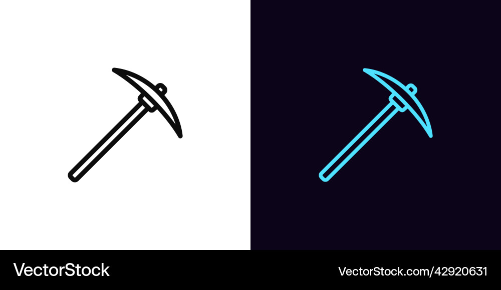 Outline pickaxe icon with editable stroke linear Outline pickaxe icon with editable stroke linear vector image