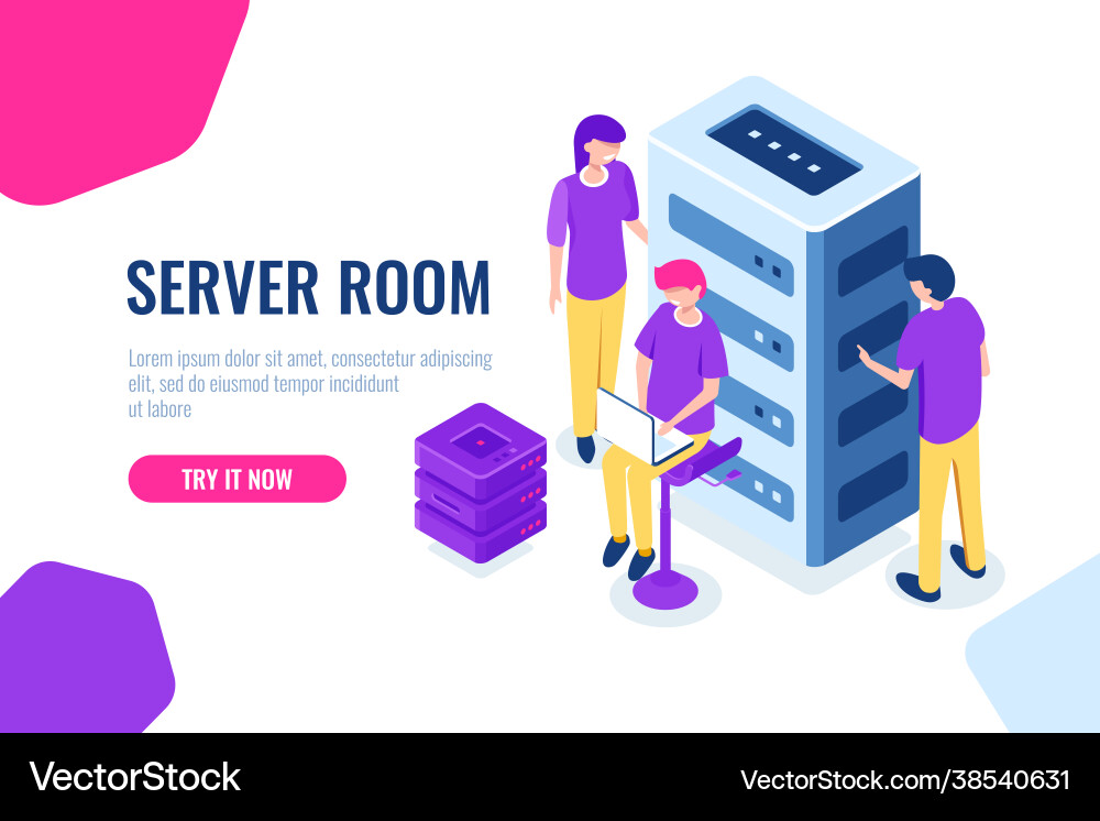 Server room isometric datacenter and database Server room isometric datacenter and database vector image