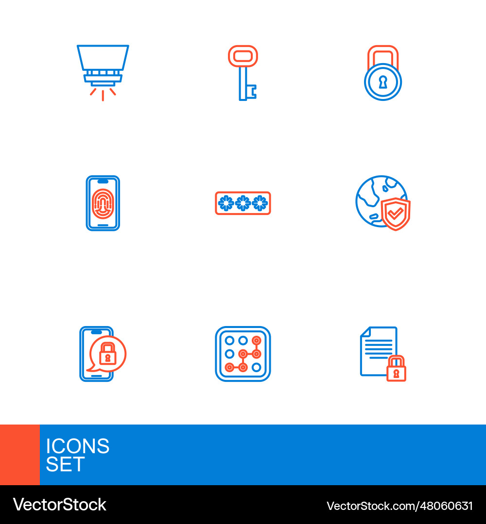 Set line document and lock graphic password Set line document and lock graphic password vector image