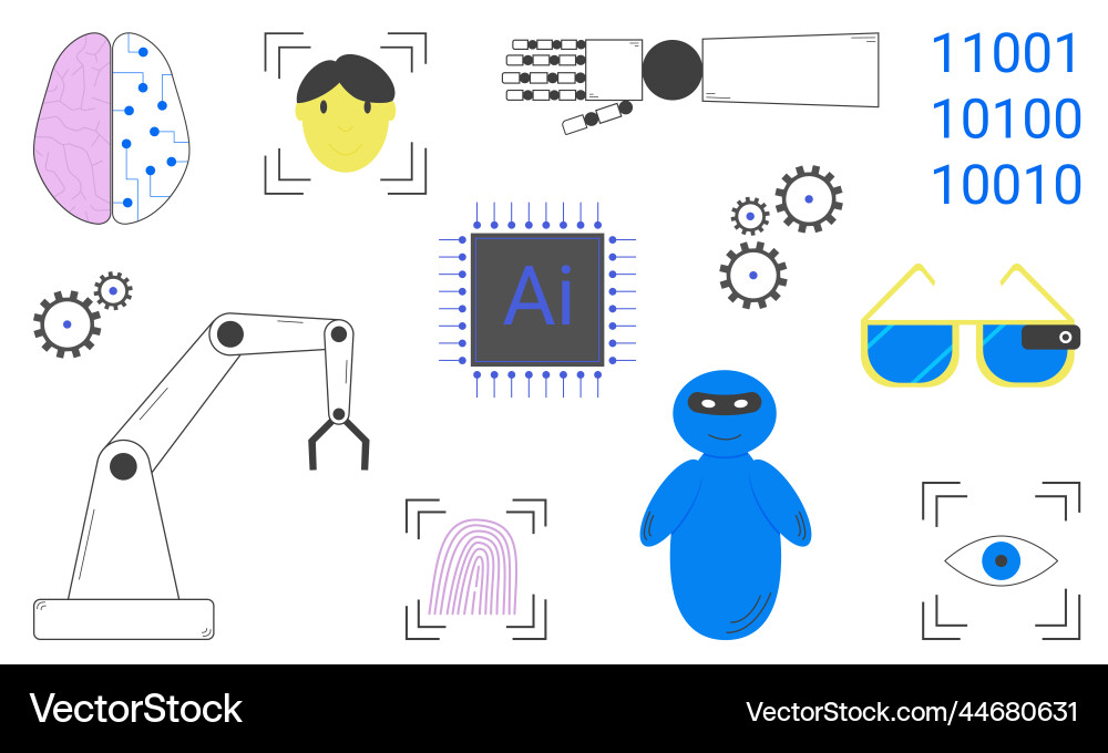 Set of artificial intelligence elements Set of artificial intelligence elements vector image