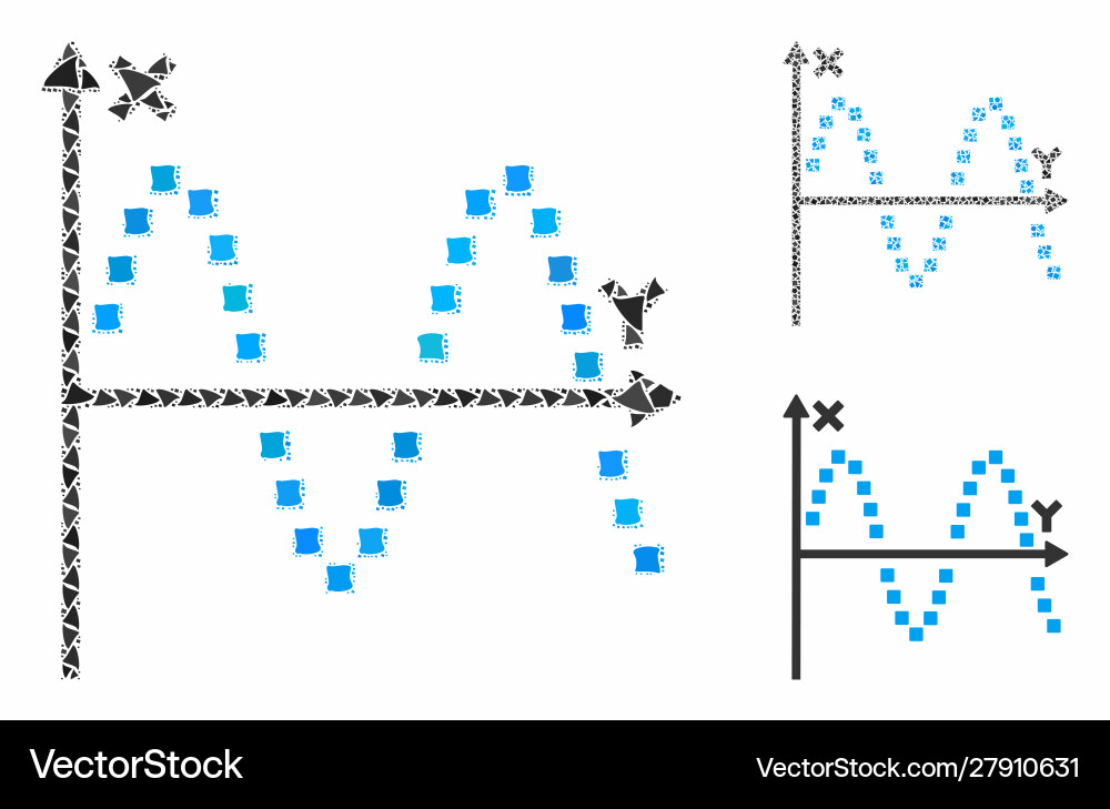 Sine plot composition icon uneven pieces Sine plot composition icon uneven pieces vector image