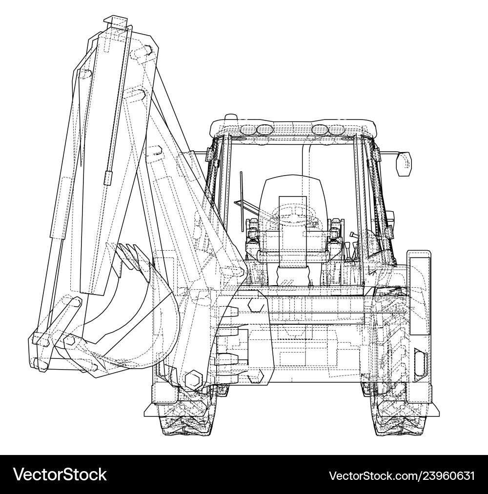 Sketch of loading shovel with back actor vector image
