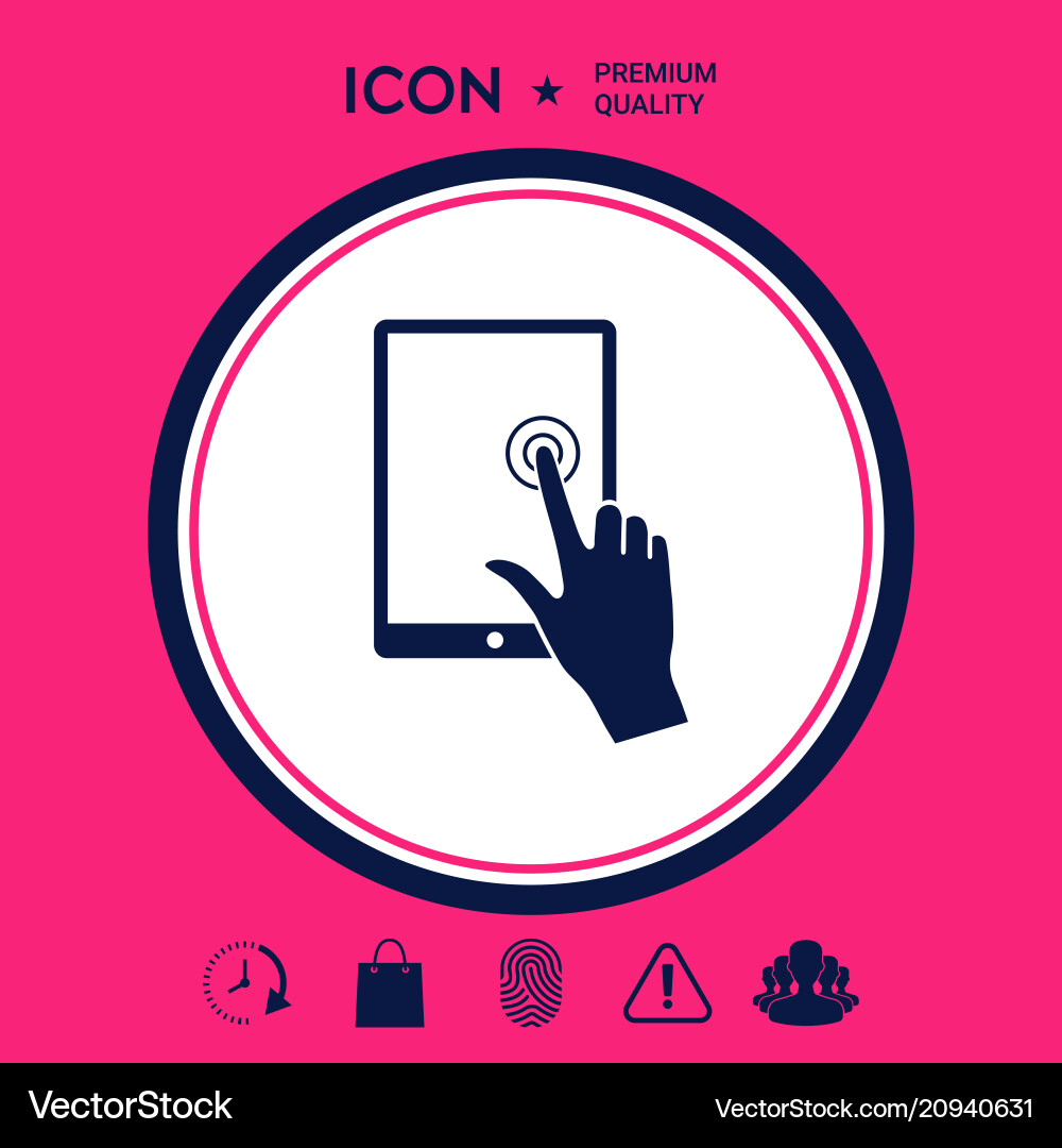 Touch screen tablet with click hand vector image
