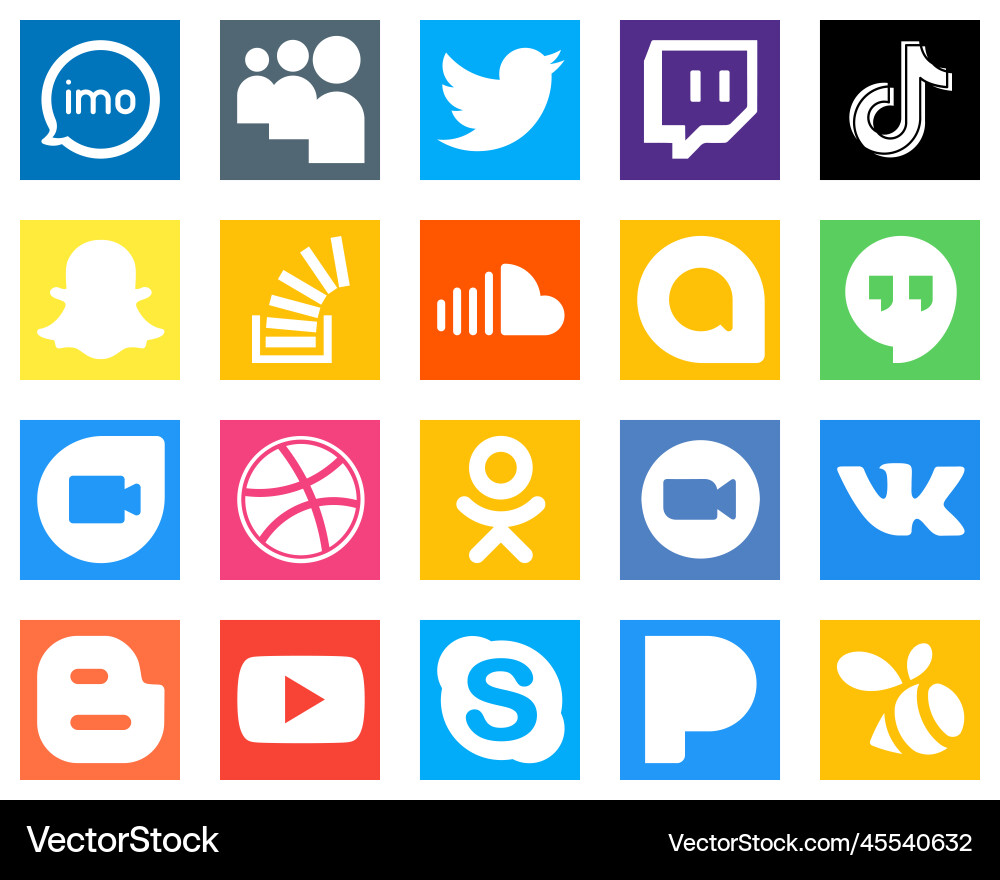 20 elegant social media icons such as overflow vector image