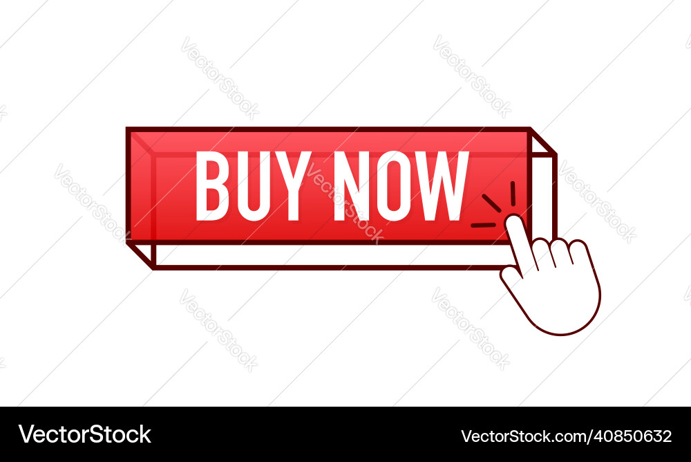 3d web banner with red buy now button 3d web banner with red buy now button vector image