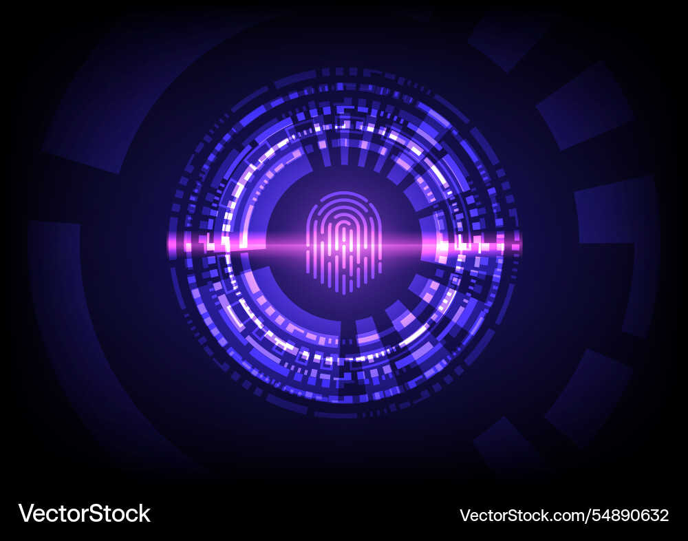Abstract background with fingerprint and hud Vector Image