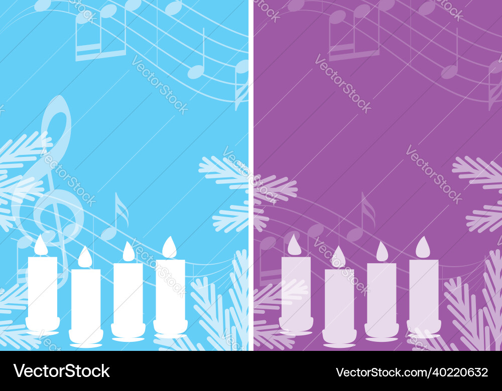 Backgrounds with 4 advent candles and music notes Backgrounds with 4 advent candles and music notes vector image