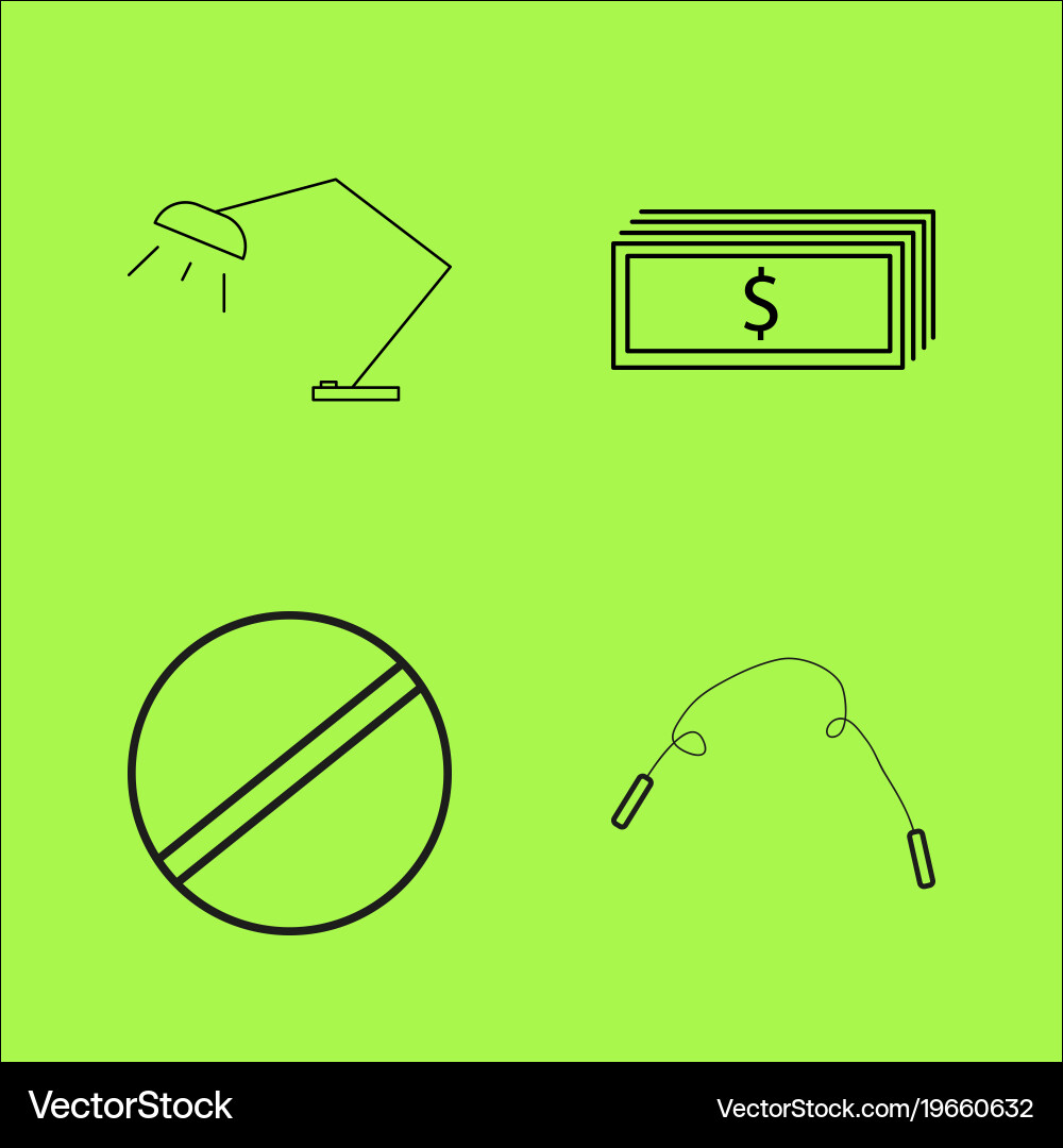 Basic content simple linear outline icon set vector image