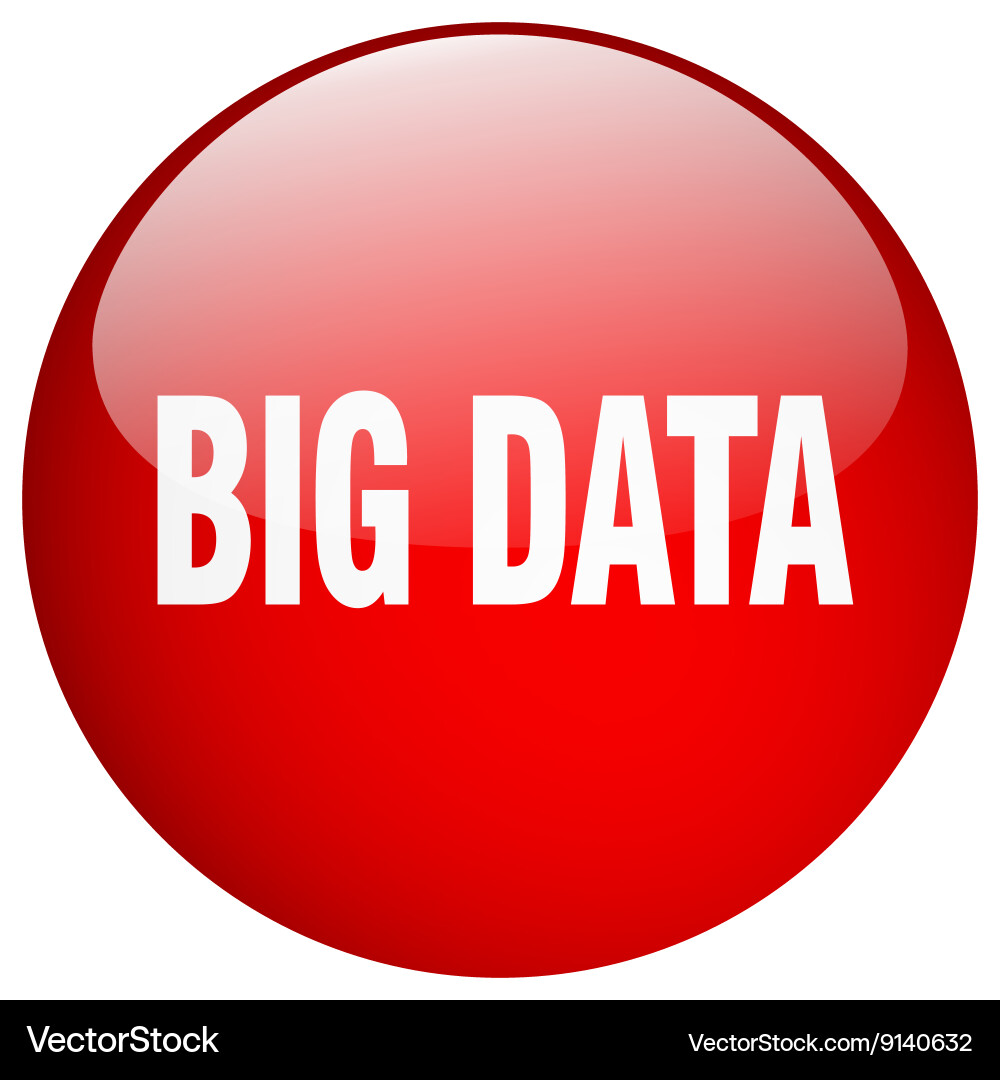 Big data red round gel isolated push button vector image