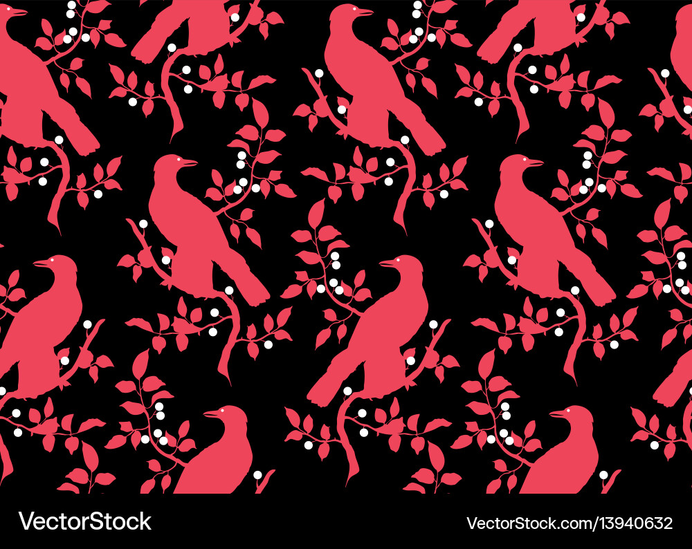 Branch with Birds Pattern vector image