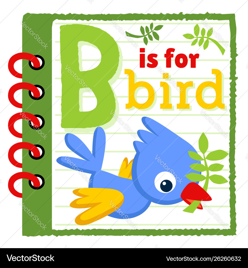 Cartoon note book paper with a bird Cartoon note book paper with a bird vector image