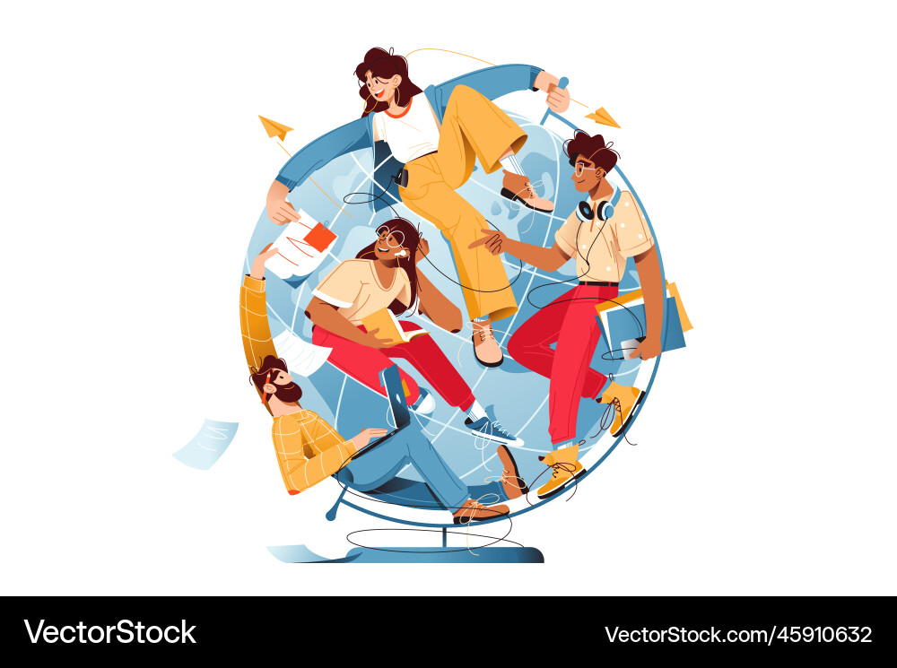 Global network of workers and processes Global network of workers and processes Vector Image