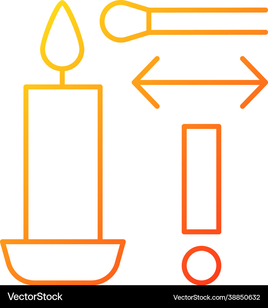 Lighting candle with long match gradient linear Vector Image