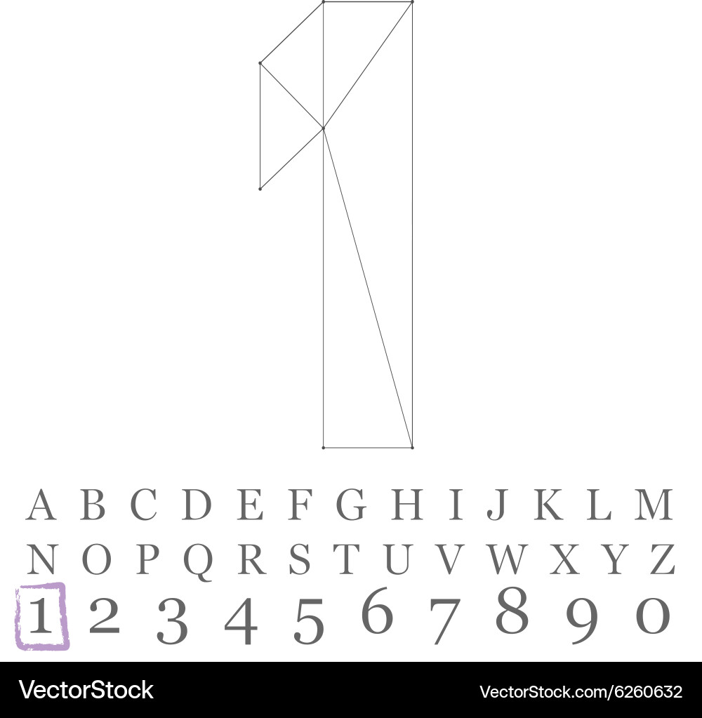 Low poly numbers font polygon number vector image