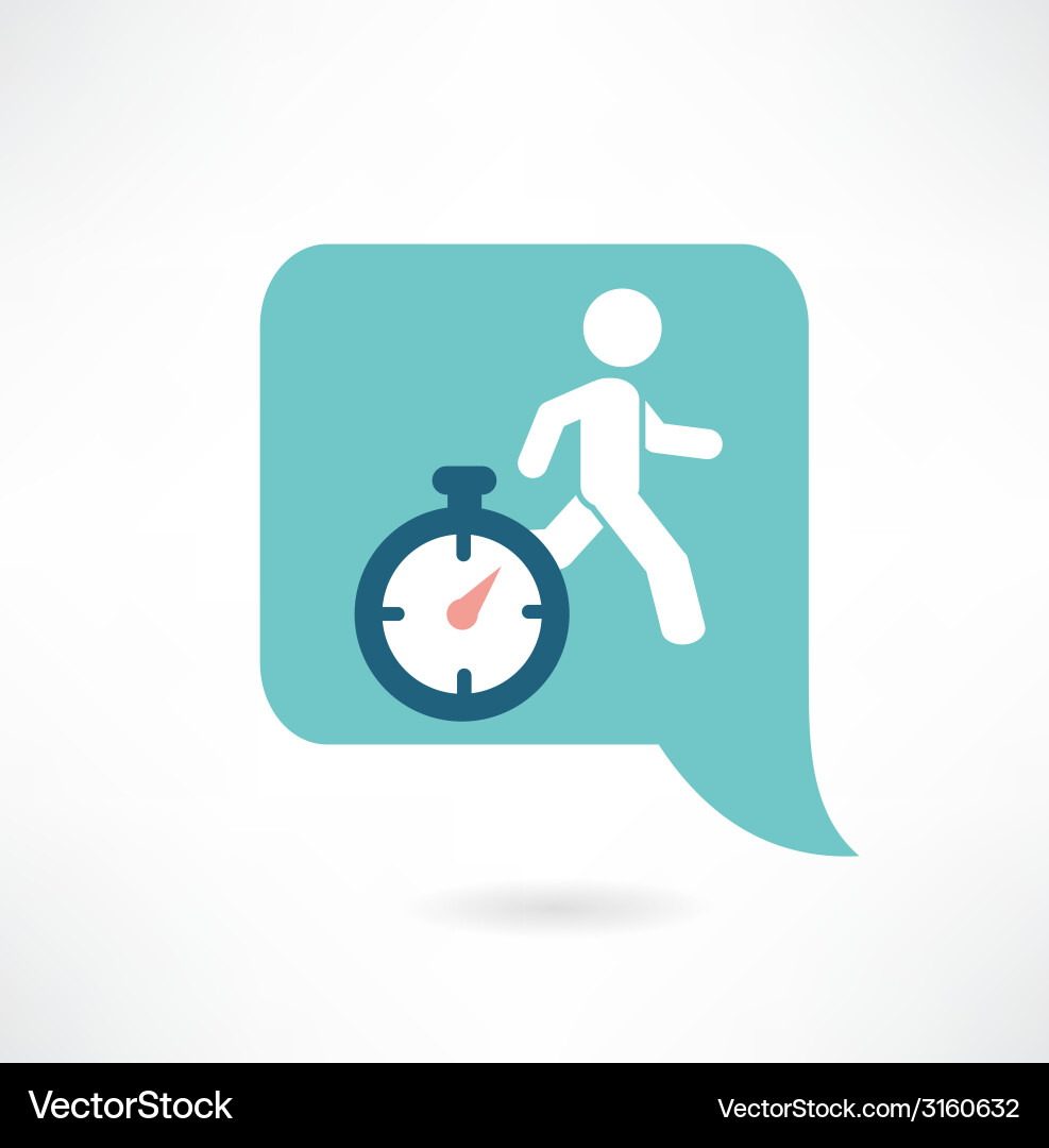 Mann läuft mit einem Timer-Symbol Vektorbild