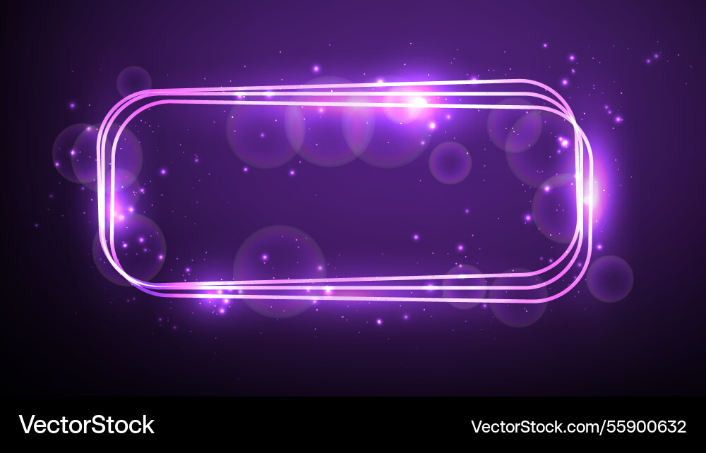 Neon rectangular frame with shining effects Vector Image