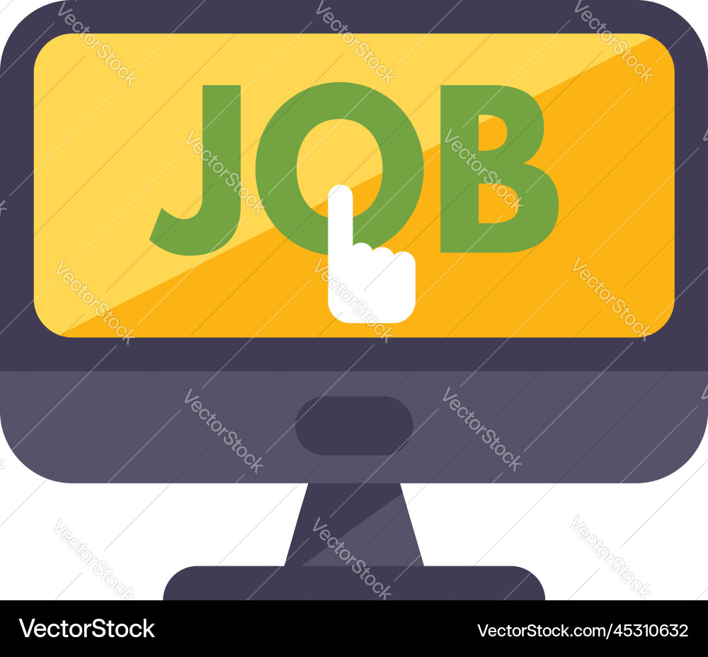 Online job click icon flat computer search Online job click icon flat computer search vector image