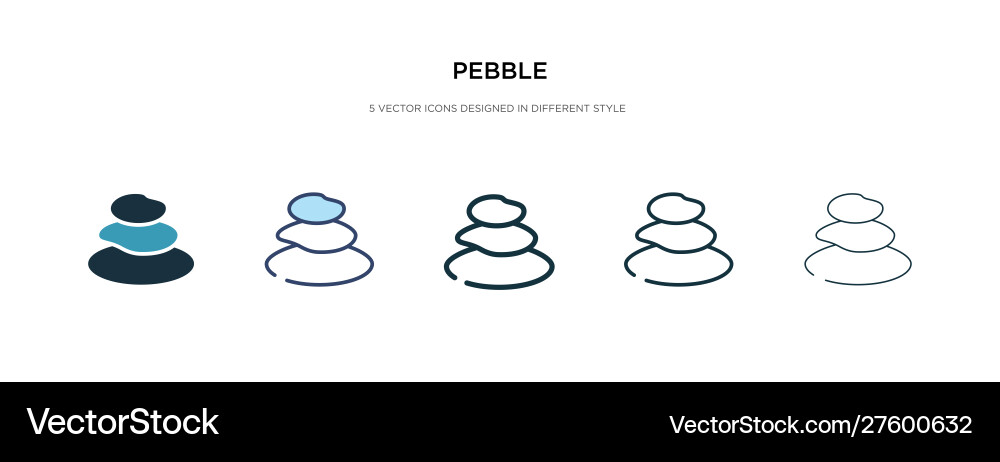 Pebble icon in different style two colored Pebble icon in different style two colored Vector Image
