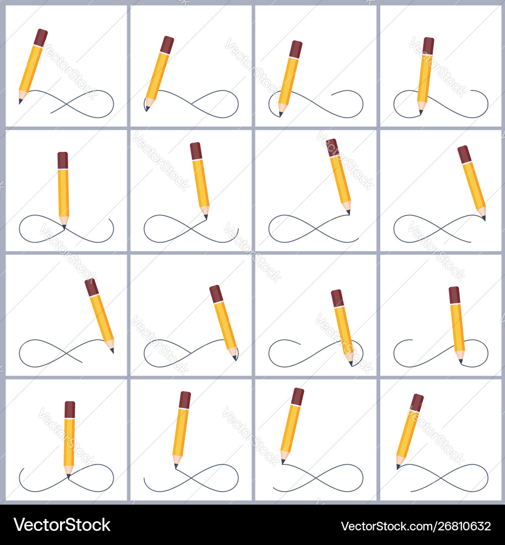 Pencil drawing infinity symbol animation sprite Vector Image
