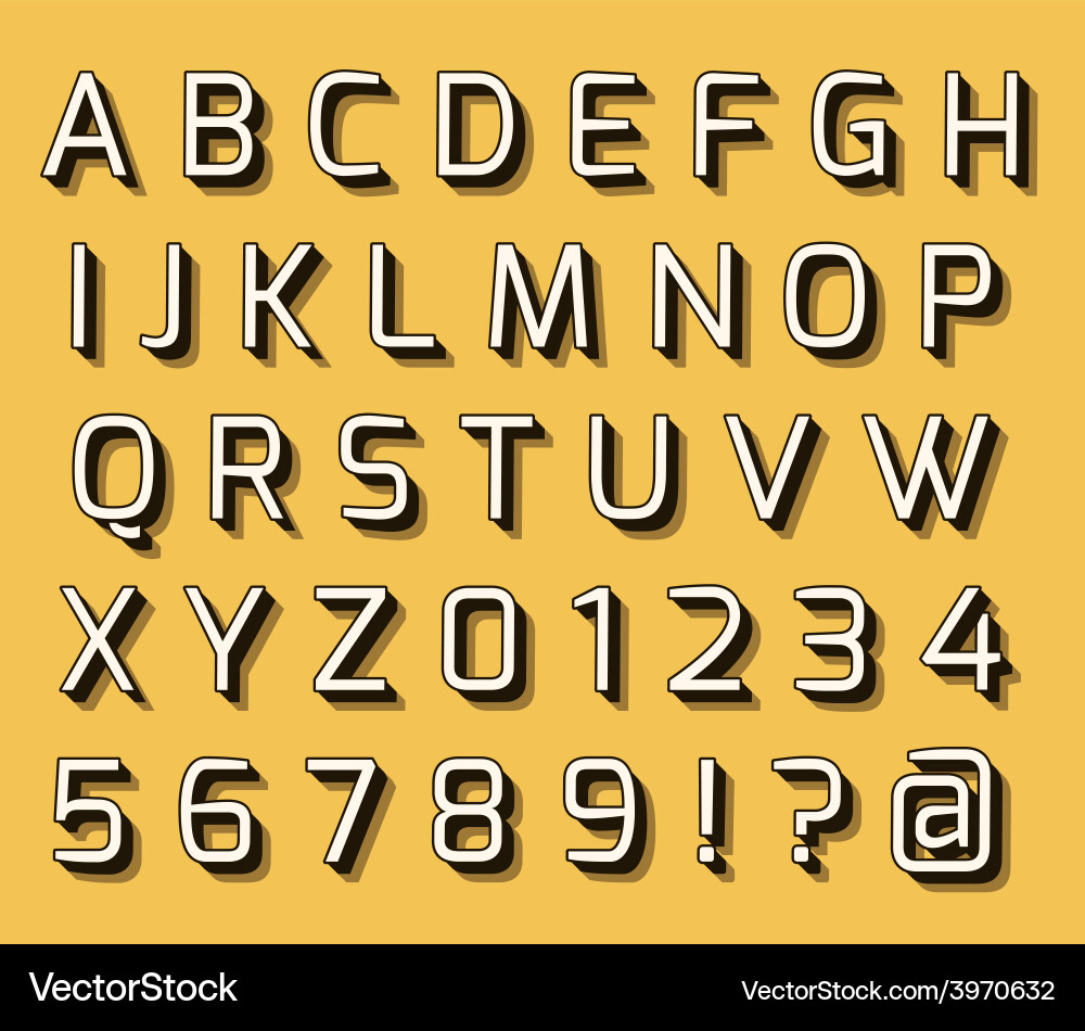 Retro Alphabet Font with Shadow Effect vector image
