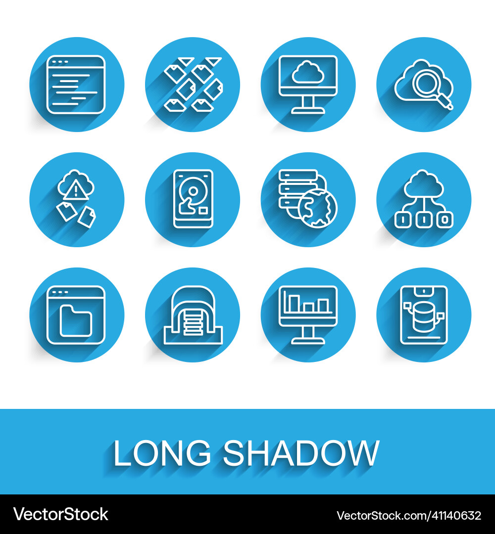 Set line browser files hangar with servers Set line browser files hangar with servers vector image
