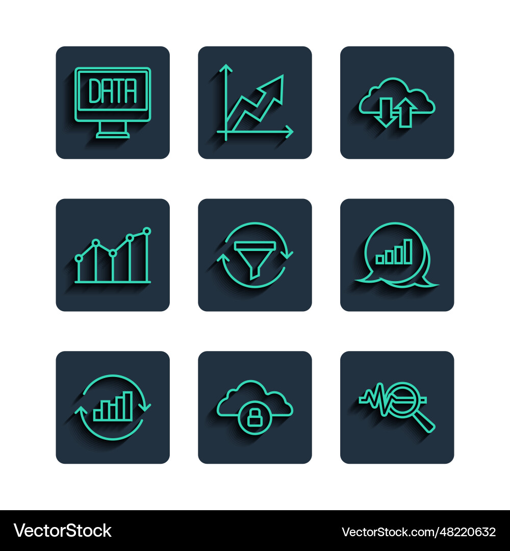 Set line pie chart infographic cloud computing Set line pie chart infographic cloud computing vector image