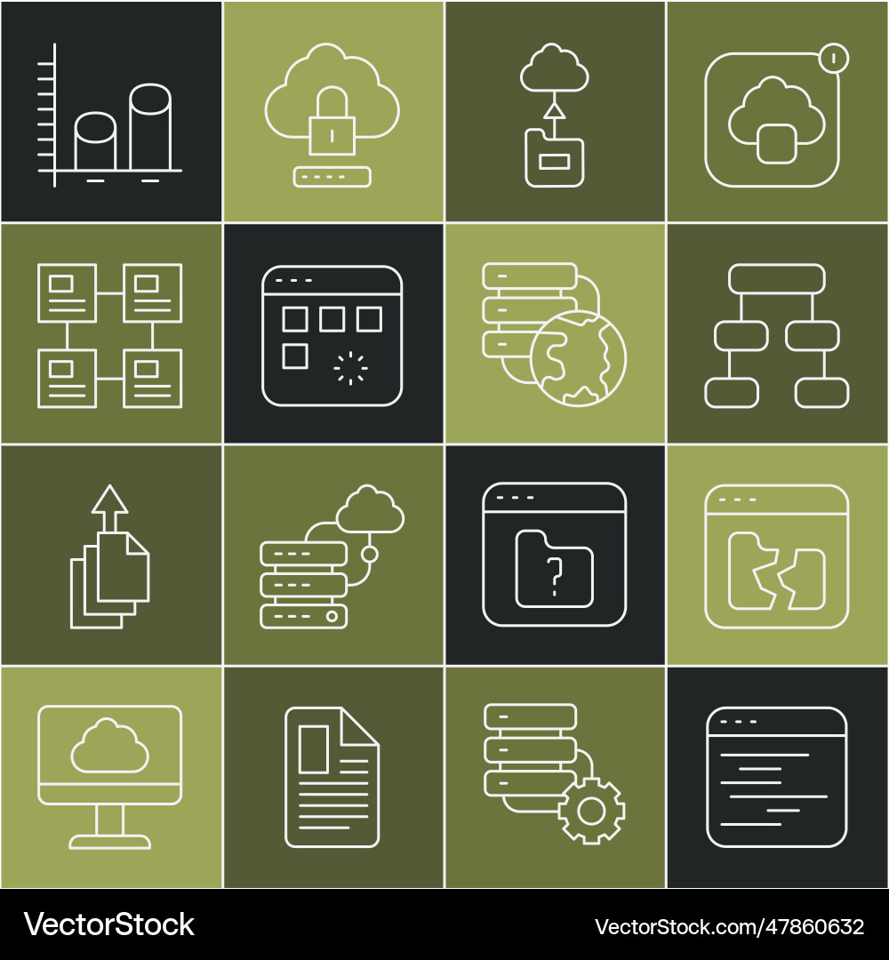 Set line software broken file hierarchy Set line software broken file hierarchy vector image