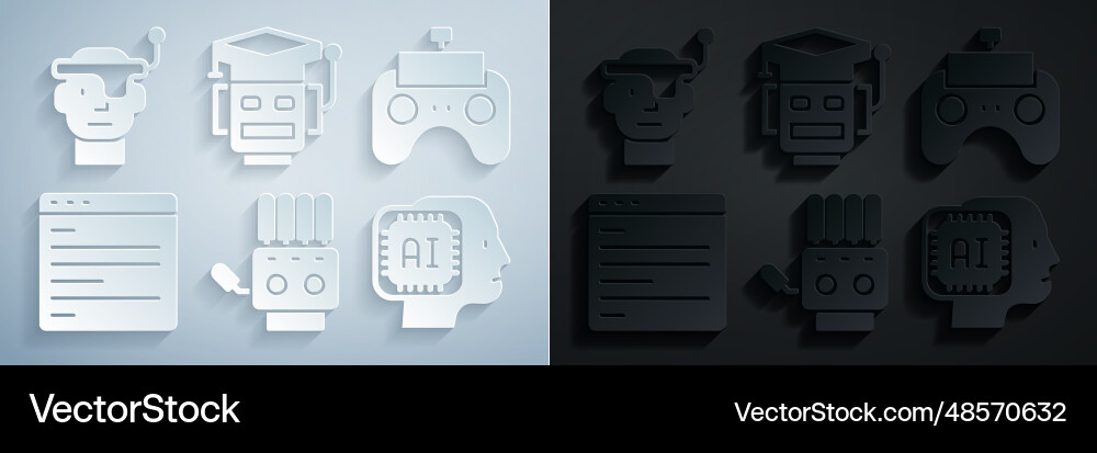 Set mechanical robot hand remote control vector image