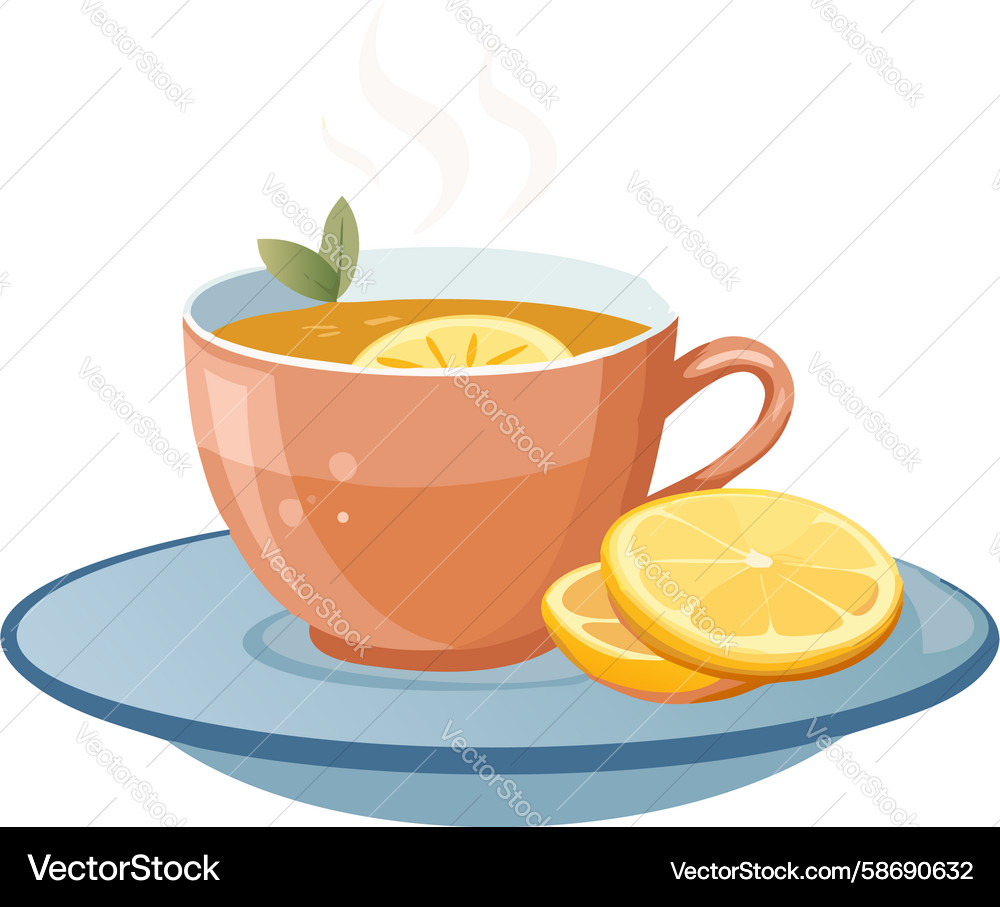Tea with Lemon Slice Vector Image