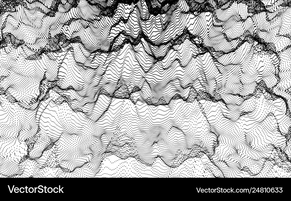 Array with dynamic particles 3d grid surface vector image