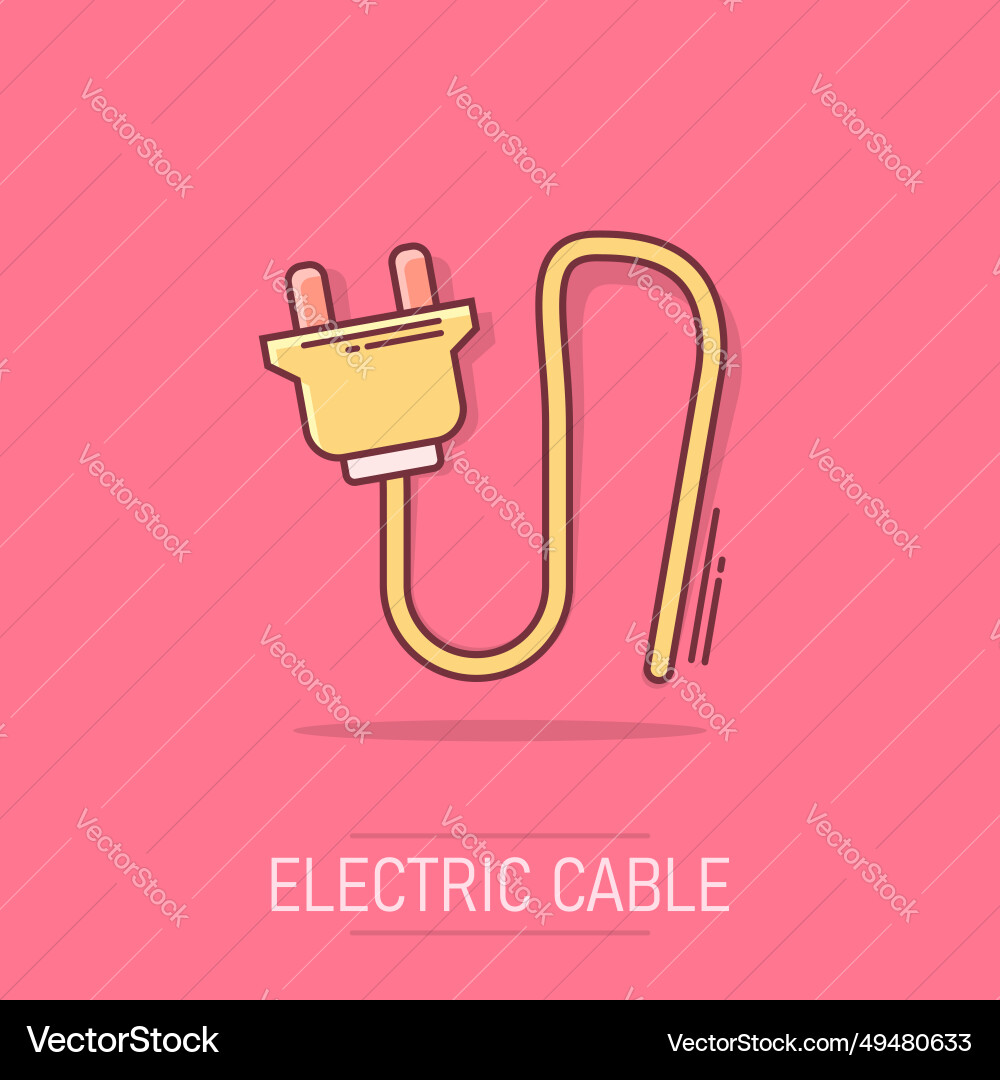 Cartoon electric plug sign icon in comic style Cartoon electric plug sign icon in comic style vector image