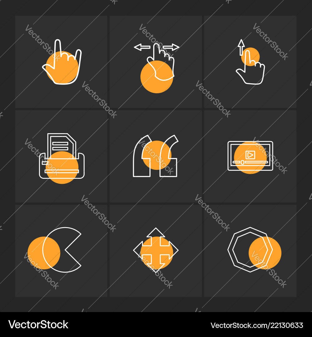 Commas dot slash hands pointer arrows Vector Image
