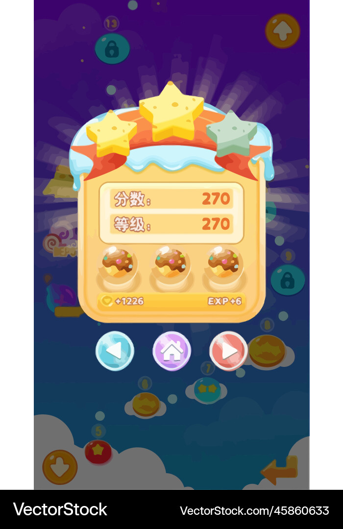 Complete set of level button game ui pop-up icon vector image