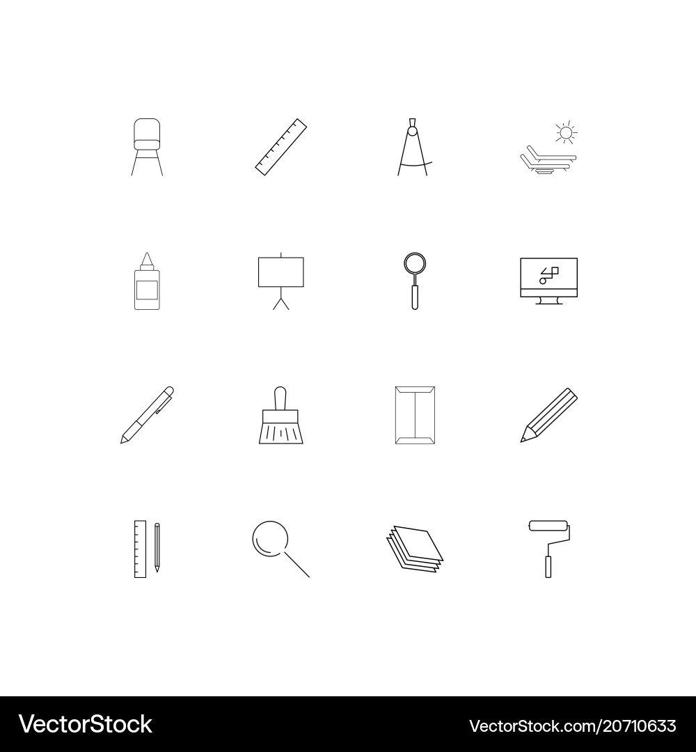 Creative process and design simple linear icons vector image
