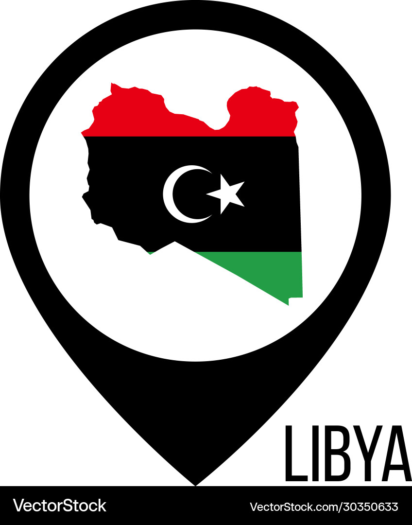 Map pointers with contry libya flag stock vector image