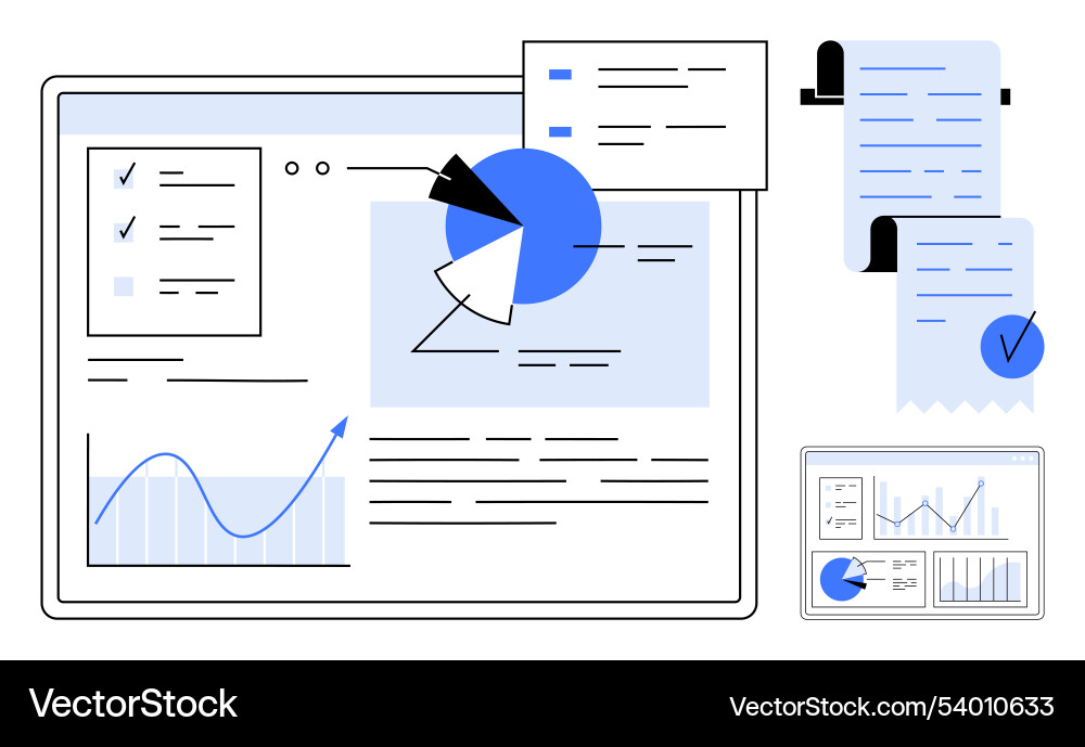 Modern business analytics dashboard with graphs Modern business analytics dashboard with graphs Vector Image