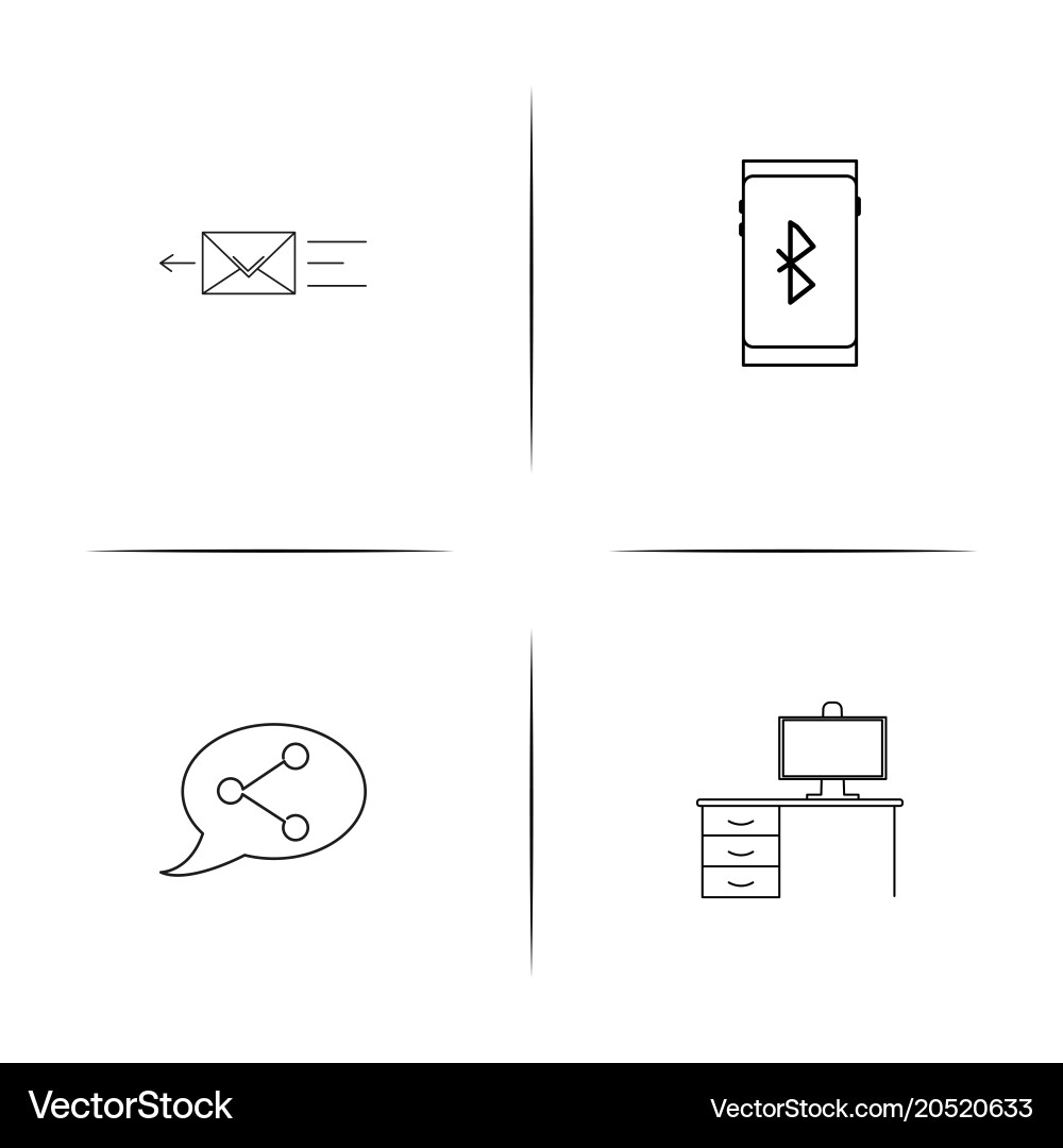 Network and database simple linear icons set Vector Image