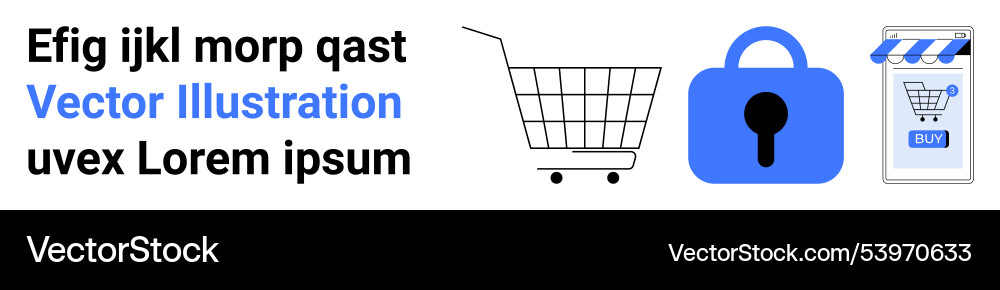 Online shopping security with cart and secure Online shopping security with cart and secure Vector Image