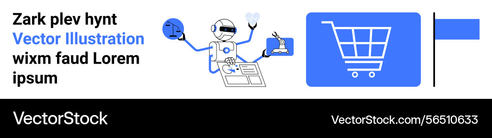 Robot multitasking with data analysis e-commerce Robot multitasking with data analysis e-commerce vector image