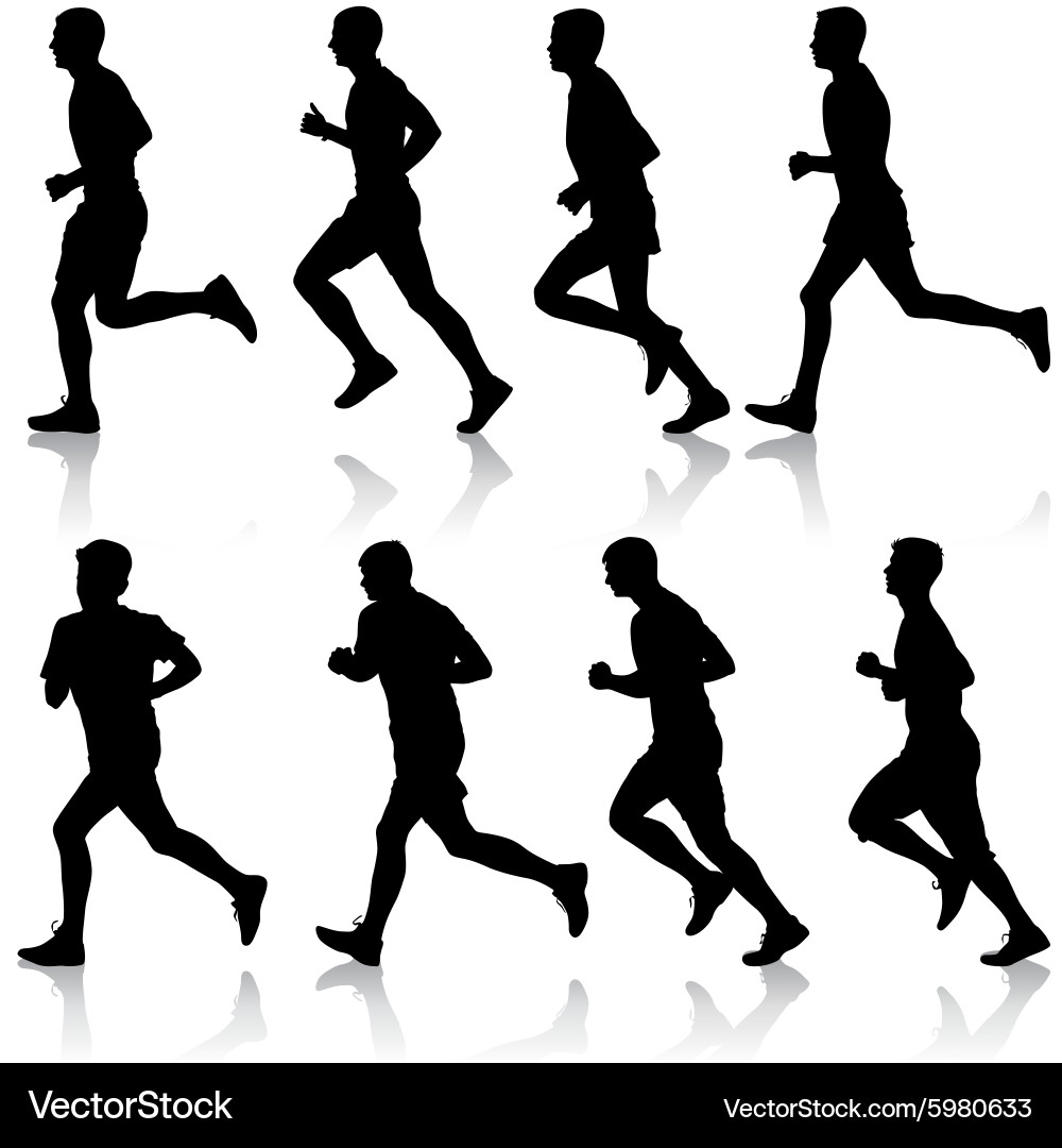 Set of silhouettes runners on sprint men Vector Image