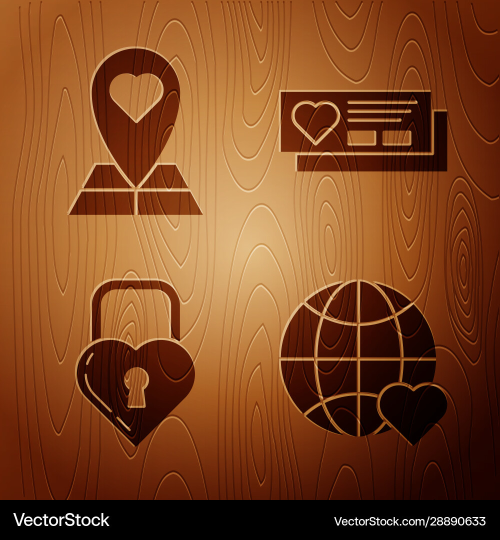 Set the heart world love map pointer Set the heart world love map pointer vector image