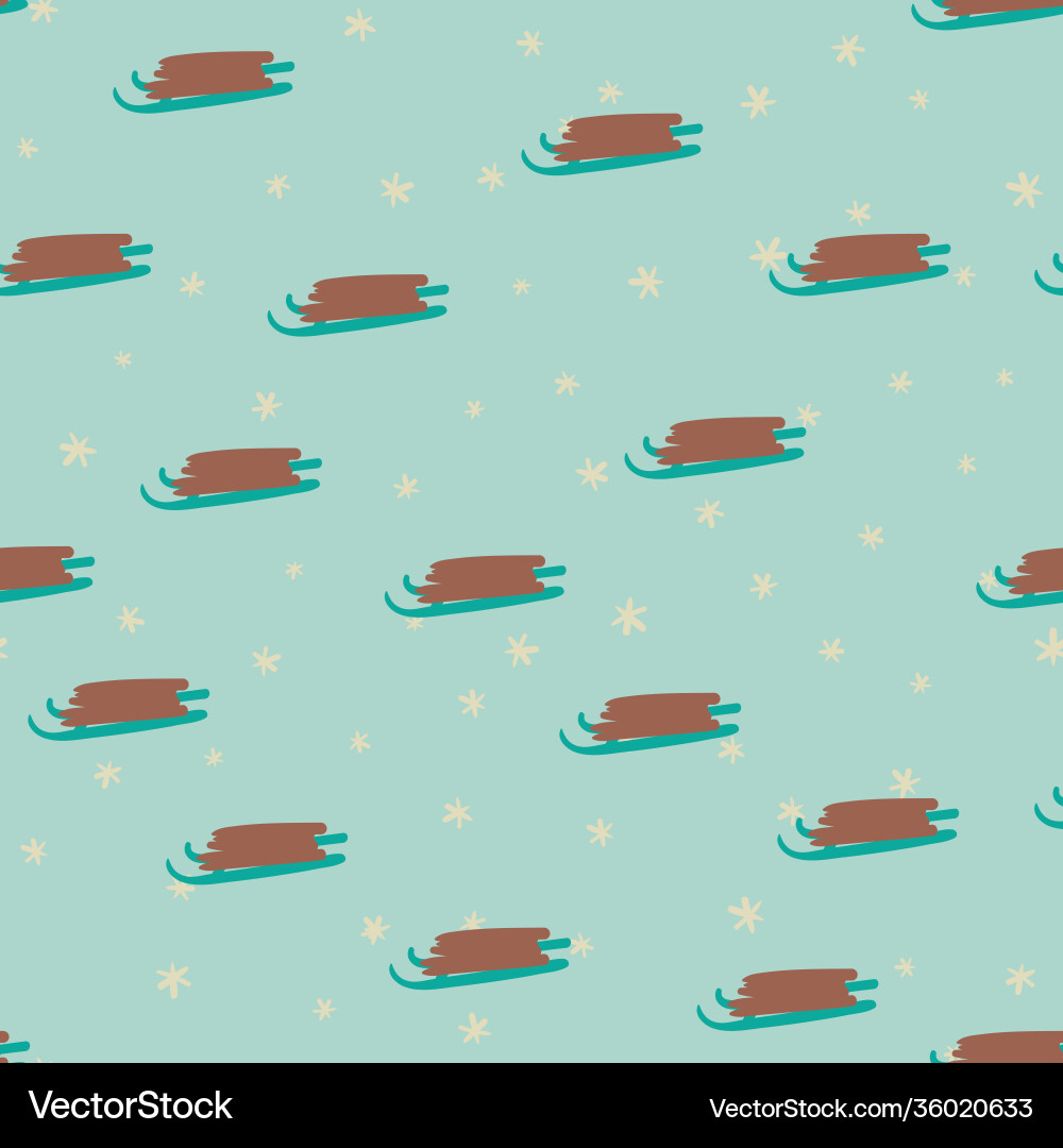 Sledges on a snow seamless pattern Vector Image