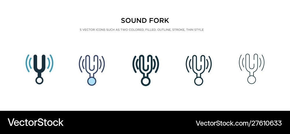 Sound fork icon in different style two colored Sound fork icon in different style two colored vector image