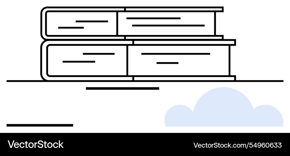 Stack of books with minimalist cloud element Stack of books with minimalist cloud element vector image